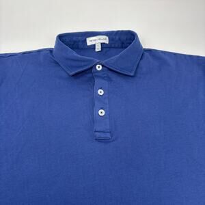 Peter Millar Men's Large Navy Blue Short Sleeve Golf Pima Cotton Polo Shirt